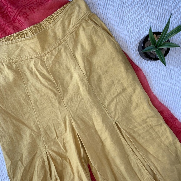 BP. Split Front Wide Leg Crop Pants Yellow Size S - Picture 6 of 16